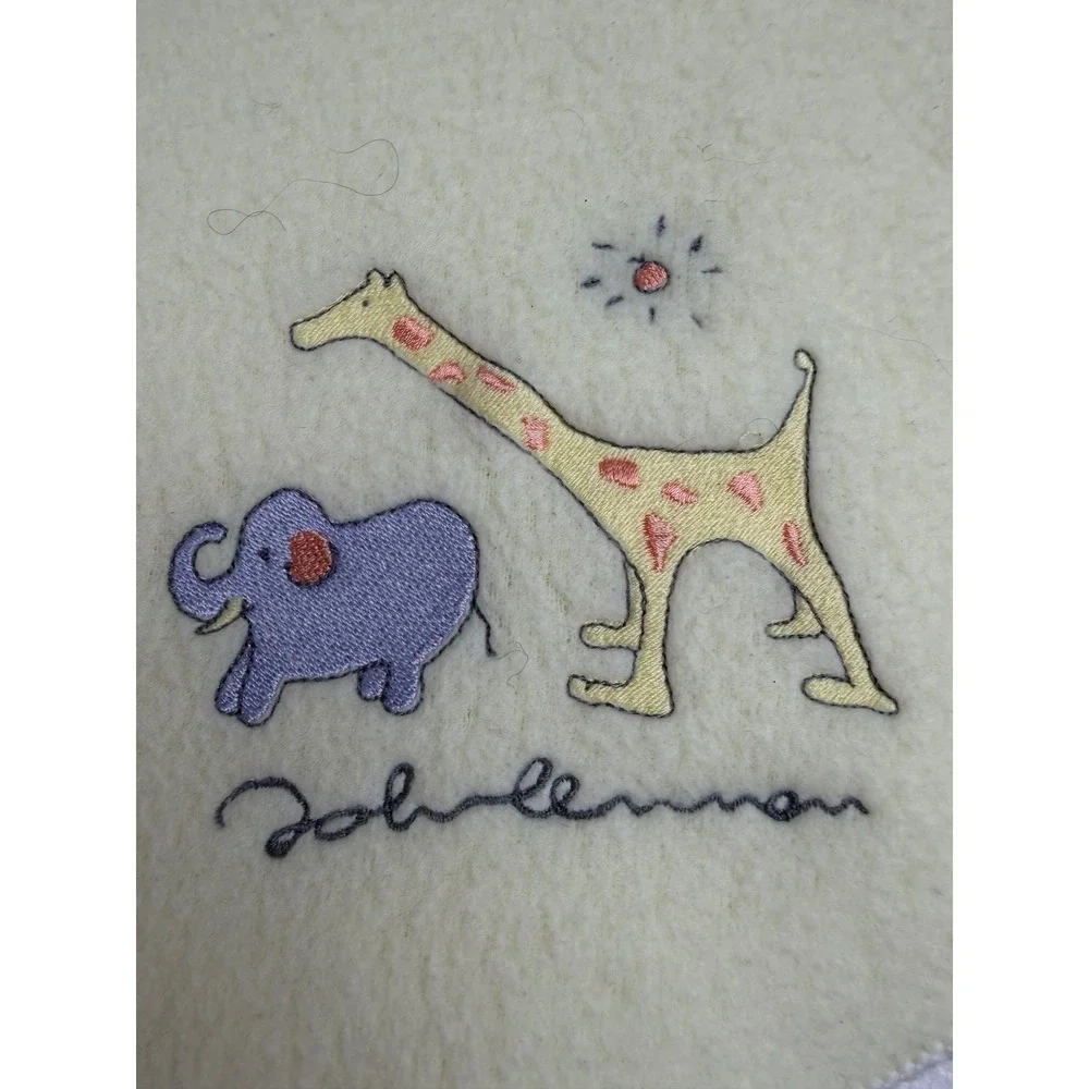 Carters John Lennon Real Love Baby Blanket Giraffe Elephant pale yellow Fleece
